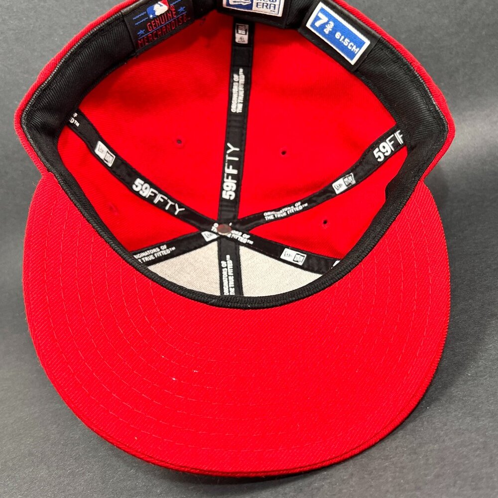 Vtg Detroit Tigers MLB Fitted 7 3/4 Hat New Era 59Fifty Red Baseball Script Mens - Picture 13 of 16